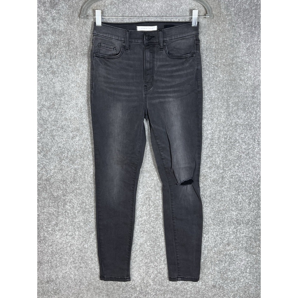 Eunina Bella Super High Rise Skinny Ankle Jeans Juniors Size 5 Gray Distressed